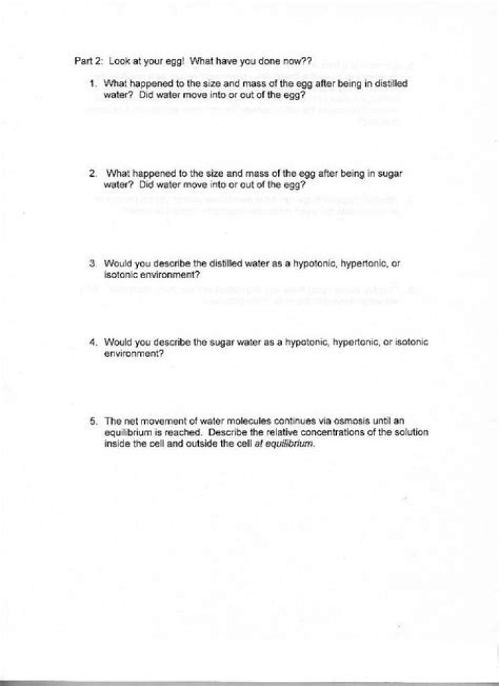 Did water move into or out of the egg