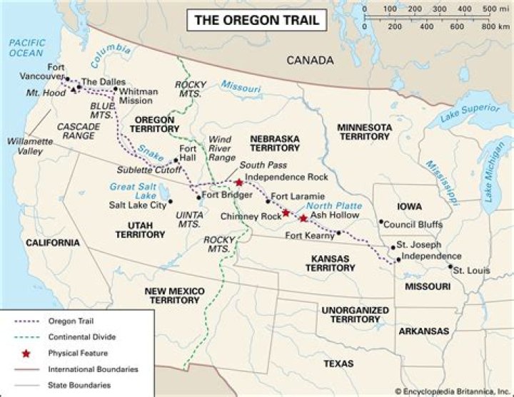 How many states did the Oregon Trail go through