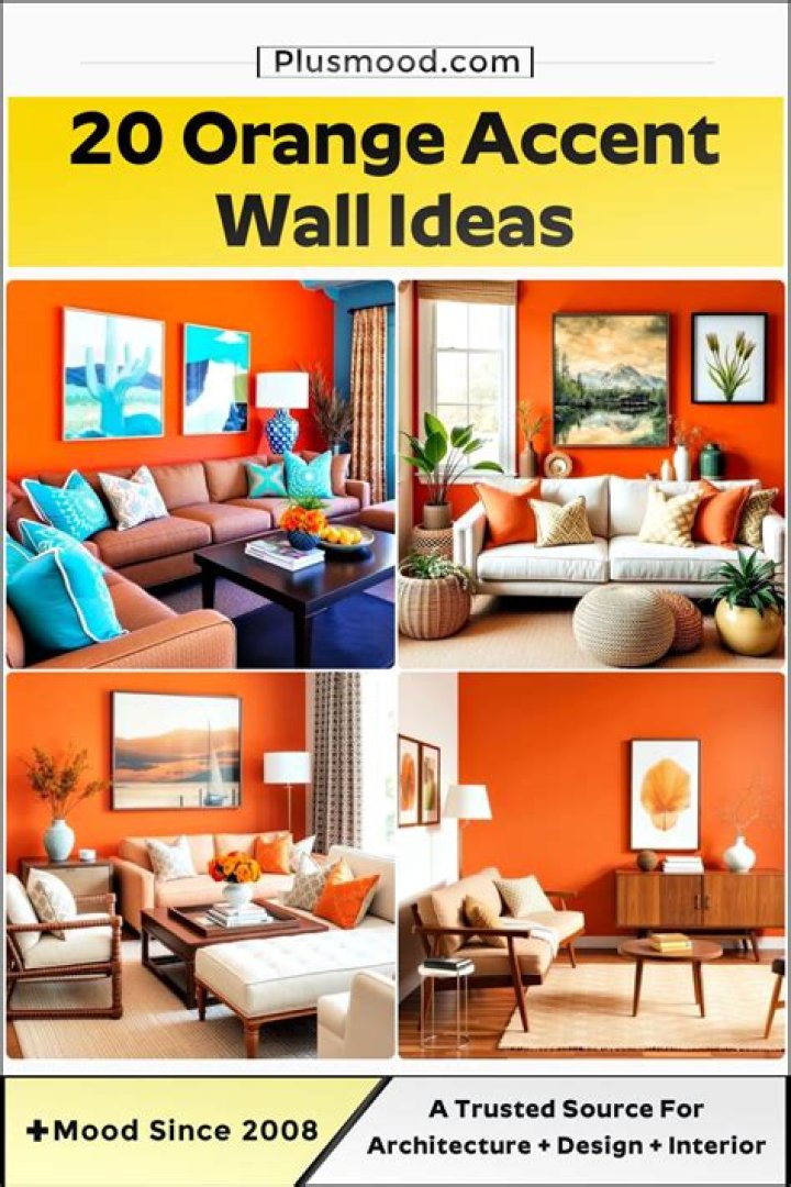 What color goes with orange accent wall