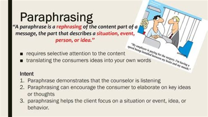 What does paraphrasing mean in Counselling