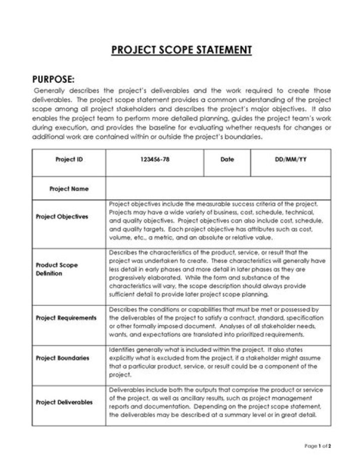 What is scope of the project example