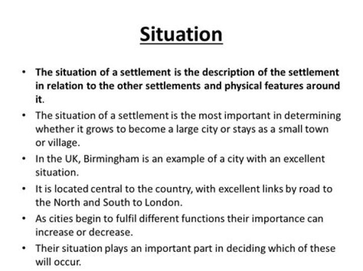 What is the difference between the site and situation of a settlement