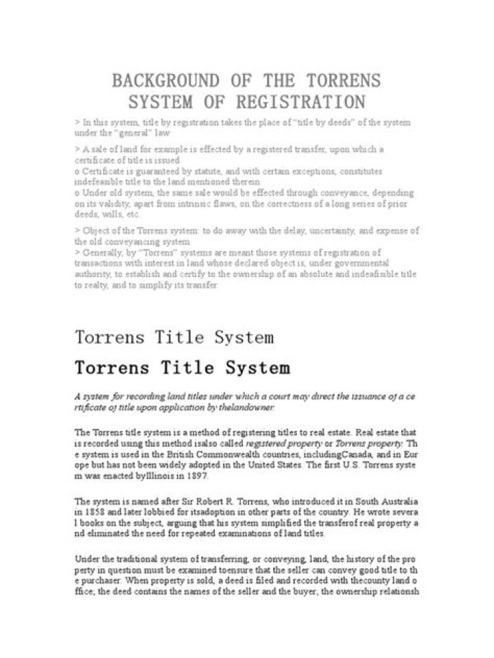 What is the Torrens title system and how does it work