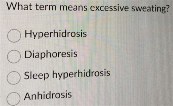 Which term means abnormal condition of excessive sweat