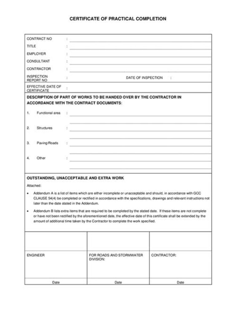 Who certifies practical completion