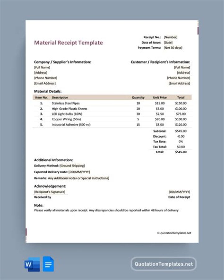 Who prepares material receipt report