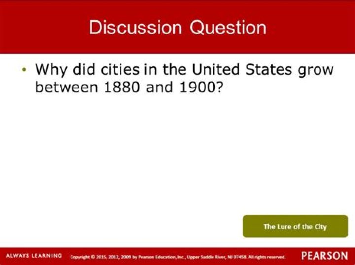 Why did cities in the United States grow between 1880 and 1900